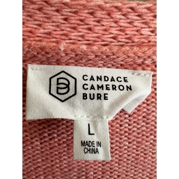 Candace Camerin Bure melon wool blend sweater cardigan L - Picture 6 of 8